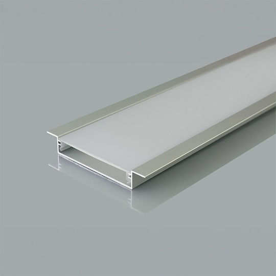 V-TAC Aluminiumprofil Für Eingelassene Breite 50x10mm Led Streifen Opal Abdeckung 2m