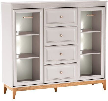 Sideboard Sonfera 106 made of Wood & Metal with Drawers Cashmere, Oak 41x41x142cm