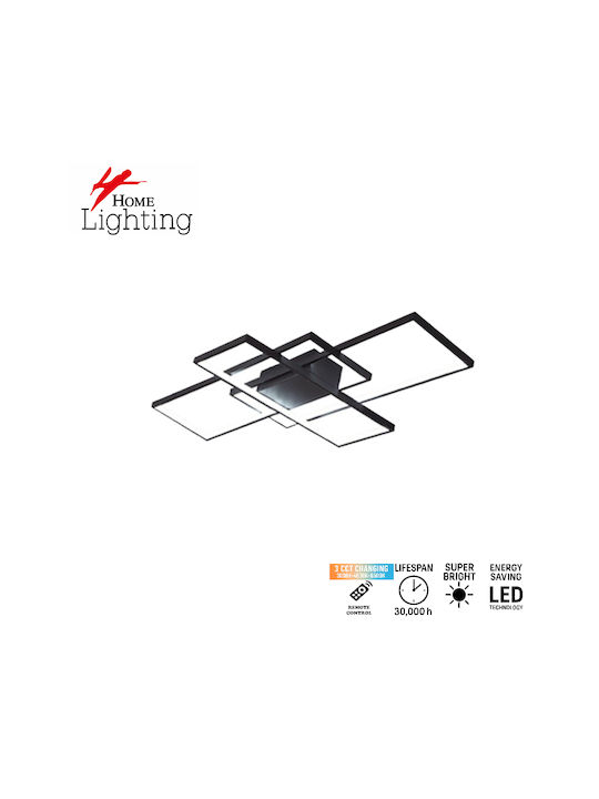Home Lighting Πλαφονιέρα Οροφής 86εκ. Μαύρη με Ενσωματωμένο LED