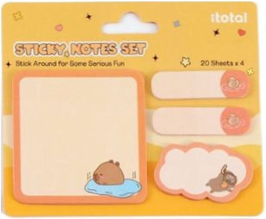 Set of Sticker Page Markers & Sticky Note Capybara Orange Itotal