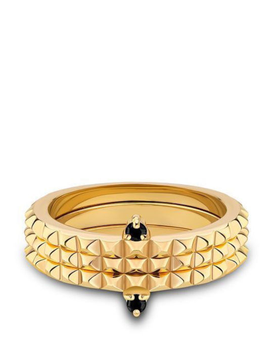 Police Ring made of Steel Gold Plated