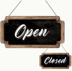 Ξύλινη Επιγραφή Διπλής Όψης Open Closed Ξύλινη Επιγραφή Διπλής Όψης Open Closed
