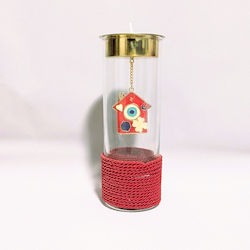 Grekas Home Glass Gold Candlestick