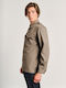 Μακρυμάνικo Overshirt σε Κανονική Γραμμή Taupe