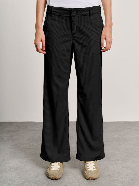 Serena Women's Fabric Trousers Loose Fit Black