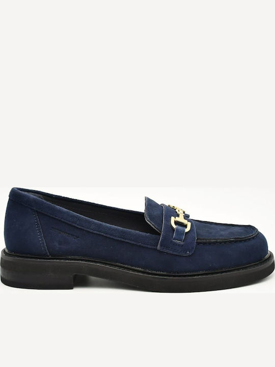 Δερμάτινα Γυναικεία Loafers σε Μπλε Χρώμα