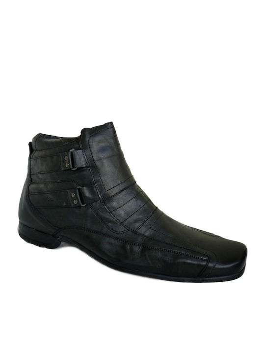 Leather Black Men's Boots with Zipper