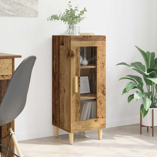 Living Room Display Cabinet Made of Particle Board Old Wood 34.5x32.5x90cm