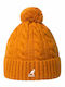 Pom Pom Beanie Unisex Σκούφος Πλεκτός σε Πορτοκαλί χρώμα