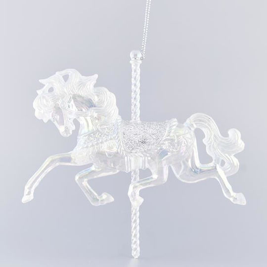 Αλογακι Ακρυλικο Καρουζελ Ασημι Glitter 12,7x0,97cm