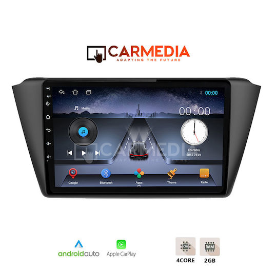 Carmedia Car Audio System for Skoda Fabia 2015 with Touch Screen 9" Bluetooth USB Wi-Fi GPS Apple CarPlay Android Auto