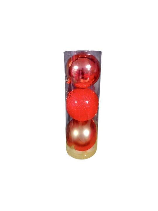 Hanging Ball Ornament Ornament Red 12cm Set 3pcs