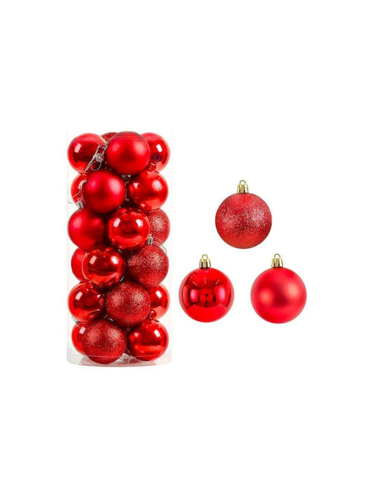 Hanging Ball Ornament Ornament Red 8cm Set 24pcs