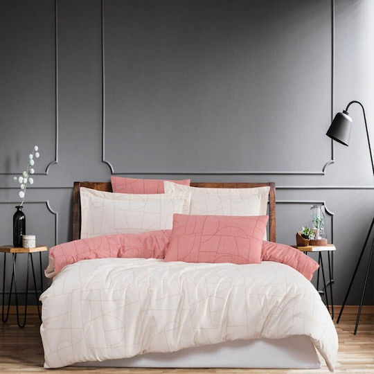 Class Home Collection Σετ Διπλή Nordic 200x220cm Nordic Red Pink/cream