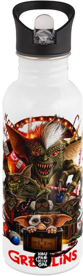 Koupakoupa Gremlins Water Bottle White Straw Stainless Steel 600ml