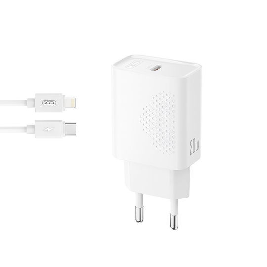 XO Charger with USB-C Port and Cable Lightning 20W Power Delivery Whites (L160)