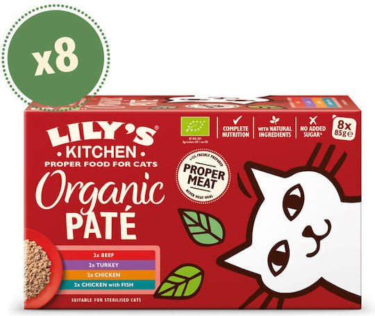 Wet Cat Food Lily's Kitchen Organic Pate Multipack 8 X 85gr