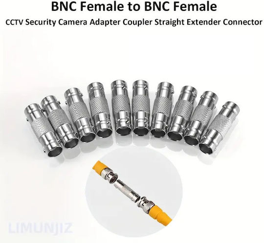 Конвертор BNC женски към BNC женски Сребрист 10бр BNC10