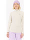 Winter Women's Fleece Blouse with Zipper Off White