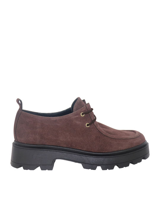 Leather Women's Loafers in Brown Color