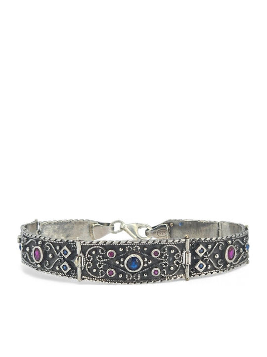Goudassilver Damenarmband mit Byzantinischem Design aus Silber mit Zirkon 18,5cm