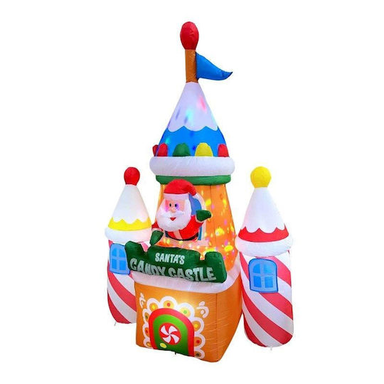 Decor Castel Gonflabil Moș Crăciun cu Iluminare 2.4m 0012481