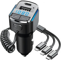 Aj Încărcător Auto cu Porturi 1xUSB-A 1xType-C și Cablu Lightning / Type-C