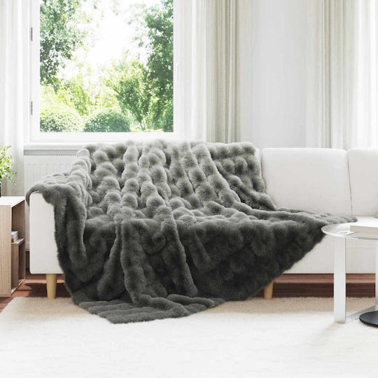 vidaXL Furry Blanket Double Size 240x270cm Dark Gray