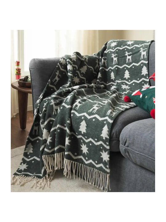 Gofis Home Fleece Sofa Blanket with Fringes 130x170cm