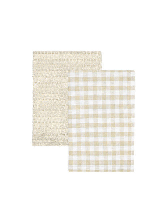 Estia Casa Towel from 100% Cotton in Beige Color 45x65cm 2pcs