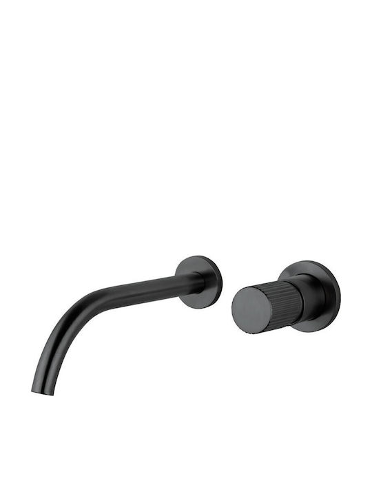 Sink Faucet Wall-Mounted Eurorama Oso 178954-410 Black Brushed Glossy Set