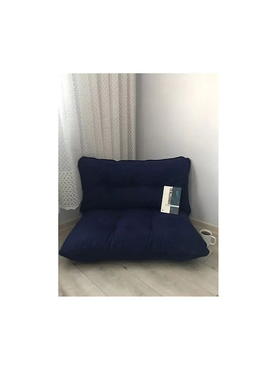 Set Of Floor Cushions Honeycomb Pattern Dark Bl...