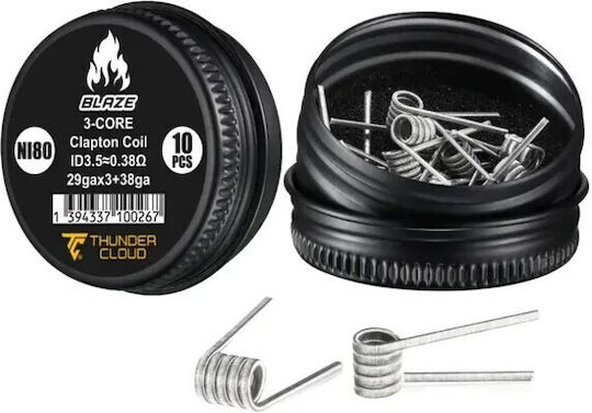Blaze 3-Core Clapton Fire Ni80 0,38Ω 10 Bucăți Thunder Cloud X Mike Vapes