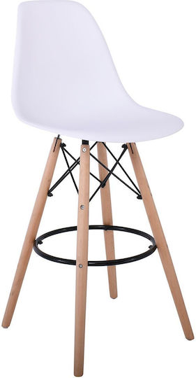 Stool Bar with Backrest made of Polypropylene Art Wood Natural/white 4pcs 88x55x55cm