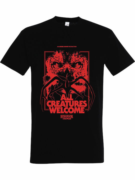 T-shirt Unisex " Stranger Things Vecna All Creatures Welcome " Black