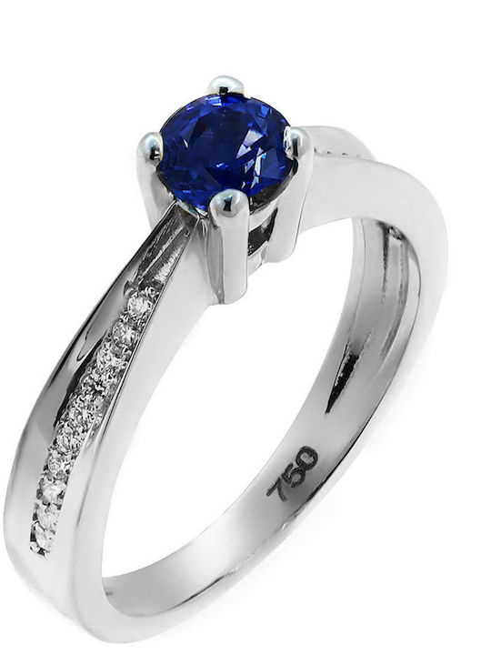 Ring with Diamond made of White gold 18K
