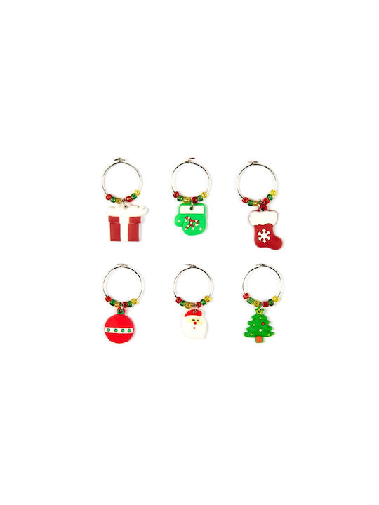 Excelsa Set 6 Marcatoare De Pahar De Crăciun Din Sticlă 2 Modele Oțel Și Plastic