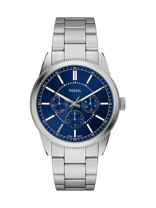Fossil Multifunction Herrenuhr 42mm Batterie mit Silber Metallarmband