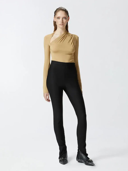Poe Women's Fabric Trousers Slim Fit Black