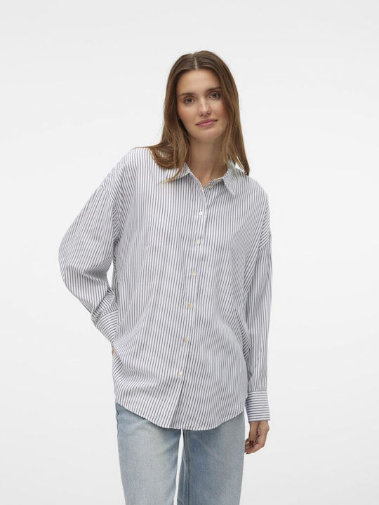Vero Moda Langärmelig Damen Denim Hemd Weiß