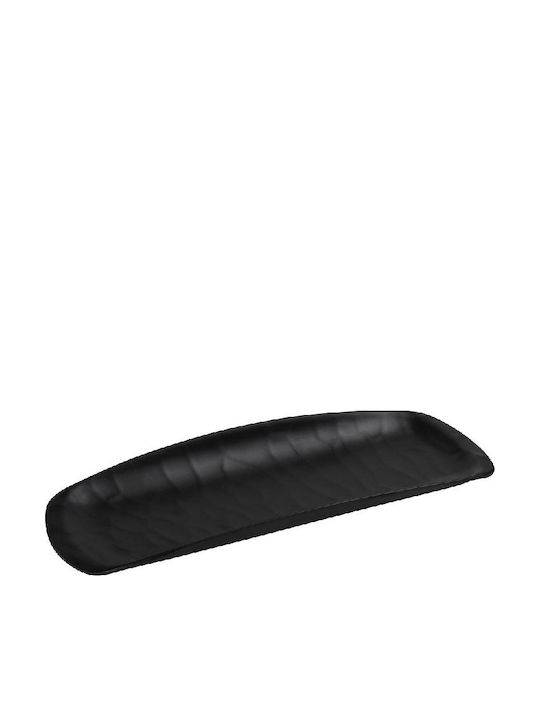 Espiel Wavy Matte Plate Shallow Rectangular made of Melamine Black 21x8.5cm 6pcs