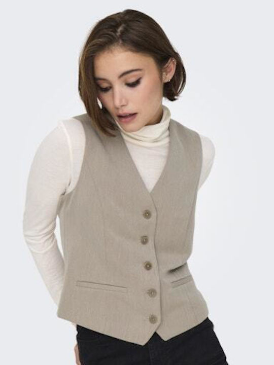 Only Women's Vest with Buttons Brown