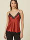 Women's Crop Top Satin with Straps Terracotta