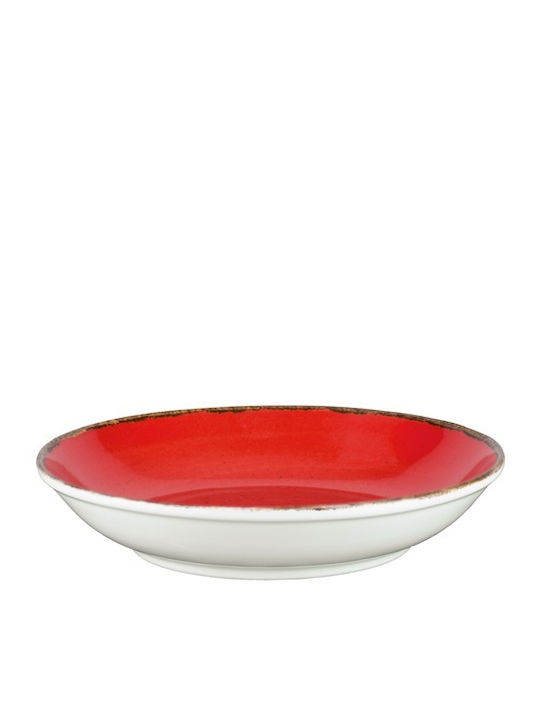 Lukanda Plate Soup made of Porcelain Red with Diameter 20cm 6pcs