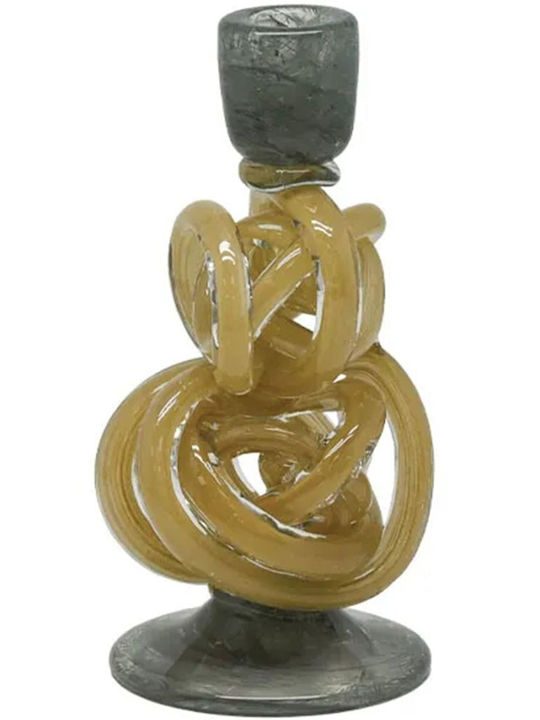 Marhome Candle Holder Glass in Gray Color 12x12x26cm 1pcs 15-70057