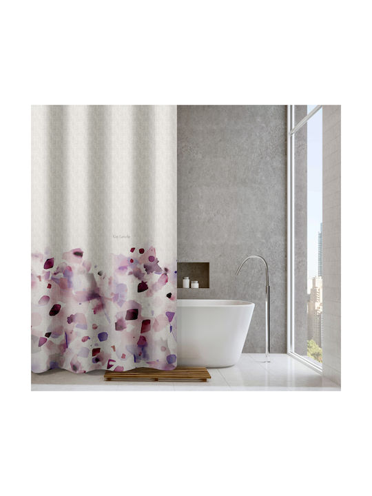 Guy Laroche Carmel Shower Curtain Fabric with Hooks 240x185cm Carmel Melanze