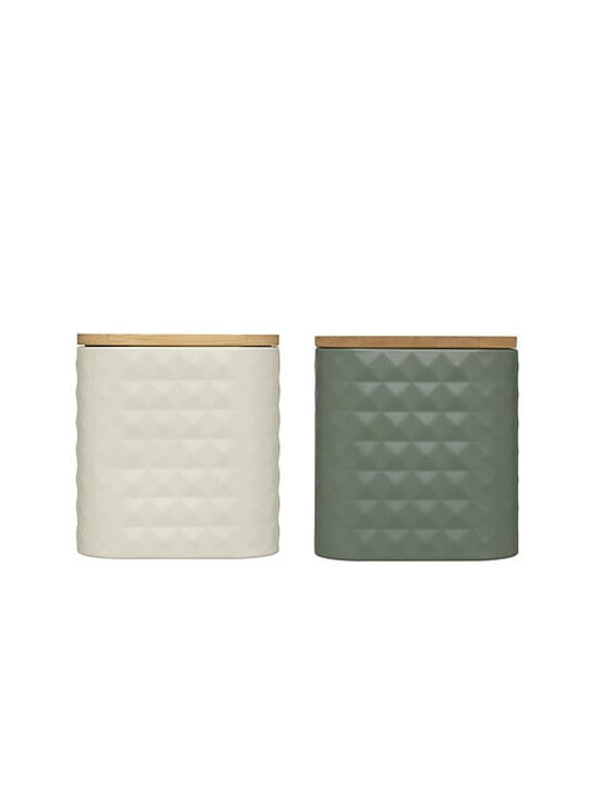 Metal Storage Box Bamboo Lid 2 Colors 11.4 X 11.4 X 12.6cm