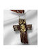 Cross Porcelain Embossed Depiction of Jesus Gold Details