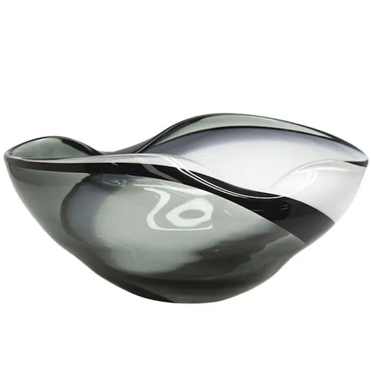 Marhome Dekorative Schüssel Glas Gray 32.5x26x16cm 1Stück