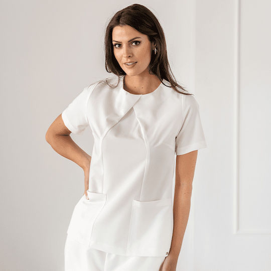 bwell Women's White Medical Blouse